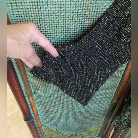 CHAUS WOMENS SCOOP NECK 3/4 LENGTH SLEEVE BLACK & GOLD‎ SPARKLY TUNIC SIZE SMALL - Picture 7 of 9